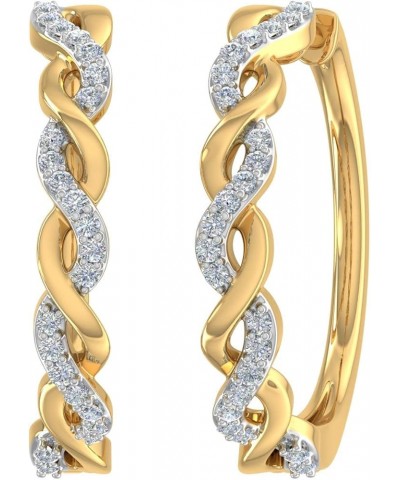 1/5 Carat Diamond Twisted Hoop Earrings in 10K Gold Yellow Gold $114.75 Earrings