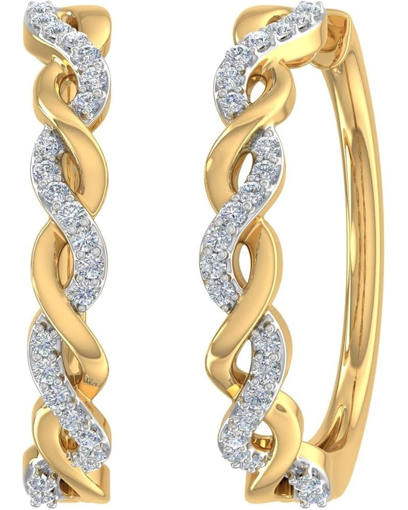 1/5 Carat Diamond Twisted Hoop Earrings in 10K Gold Yellow Gold $114.75 Earrings