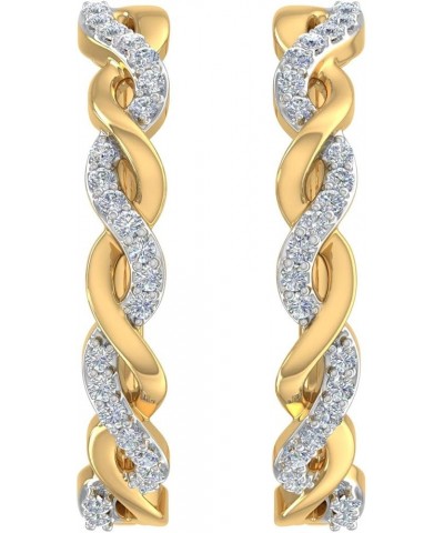 1/5 Carat Diamond Twisted Hoop Earrings in 10K Gold Yellow Gold $114.75 Earrings