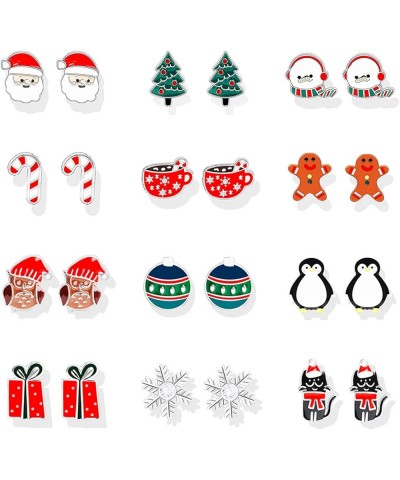 Christmas Earrings for Women Holiday Earrings for Girls Bow Bell Candy Santa Claus Reindeer Tree Earrings Christmas Earrings ...