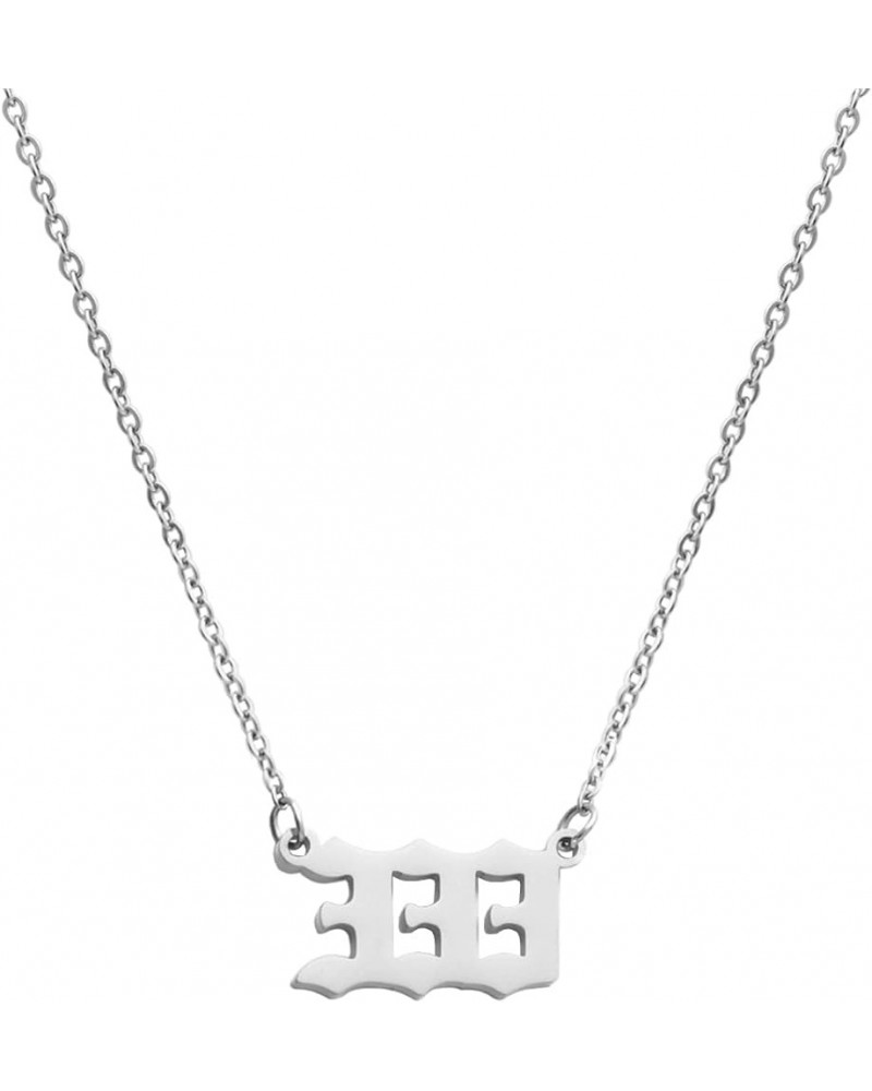 Stainless Steel Angel Number Necklace 666 222 333 444 777 888 111 555 999 Numerology Necklace for Women Girls Silver 333 $8.7...