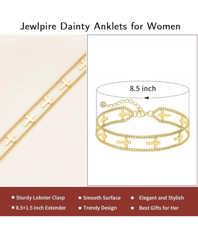 Solid 18K Over Gold Anklet for Women,Gold Anklets for Women Layered/Tennis/Paperclip Link/Herringbone/Evil Eye/Cuban/Mariner/...