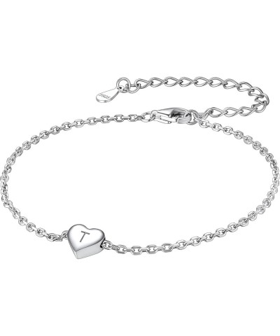 925 Sterling Silver Adjustable A-Z Letter Initial Heart Chain Charm Bracelet for Women Girls (with Gift Box) T $10.32 Bracelets