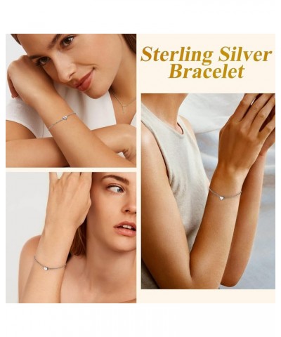 925 Sterling Silver Adjustable A-Z Letter Initial Heart Chain Charm Bracelet for Women Girls (with Gift Box) T $10.32 Bracelets