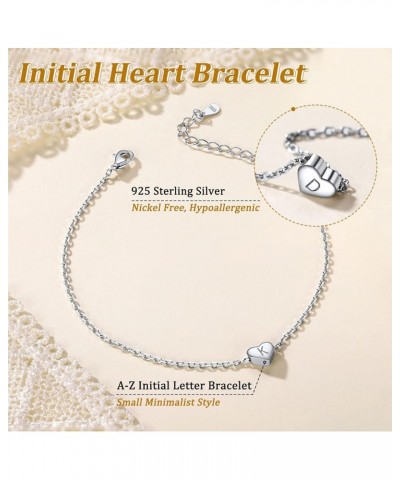 925 Sterling Silver Adjustable A-Z Letter Initial Heart Chain Charm Bracelet for Women Girls (with Gift Box) T $10.32 Bracelets