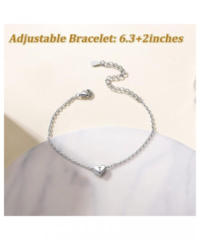 925 Sterling Silver Adjustable A-Z Letter Initial Heart Chain Charm Bracelet for Women Girls (with Gift Box) T $10.32 Bracelets