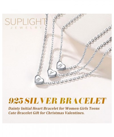 925 Sterling Silver Adjustable A-Z Letter Initial Heart Chain Charm Bracelet for Women Girls (with Gift Box) T $10.32 Bracelets