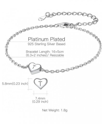 925 Sterling Silver Adjustable A-Z Letter Initial Heart Chain Charm Bracelet for Women Girls (with Gift Box) T $10.32 Bracelets