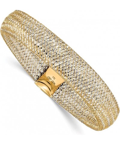 Solid 14k Yellow and White Gold Two Tone Mesh Stretch Bracelet $202.54 Bracelets