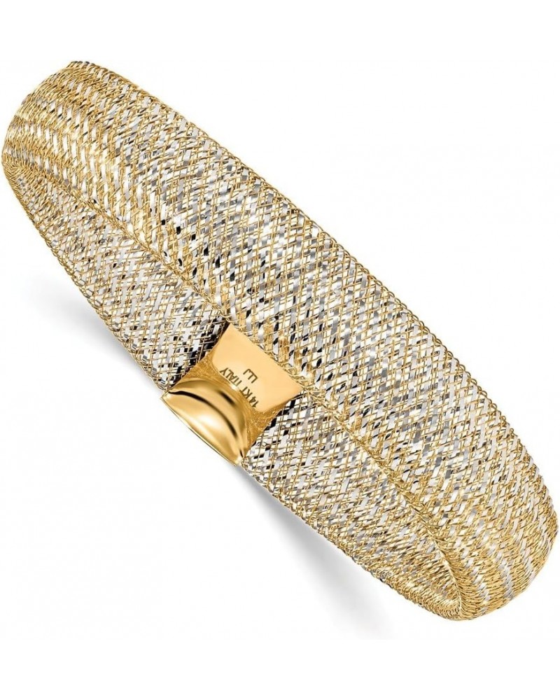 Solid 14k Yellow and White Gold Two Tone Mesh Stretch Bracelet $202.54 Bracelets