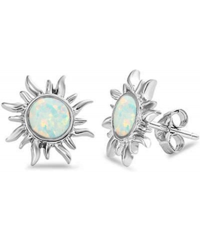 Lab Created Blue Fire Opal Sun .925 Sterling Silver Earrings COLORS AVAILABLE Lab Created White Opal $12.99 Earrings