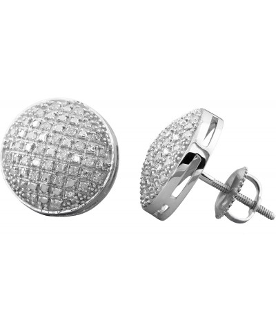 0.33 Carat (ctw) Round Diamond Concave Circle Shape Mens Ladies Unisex Stud Earrings, Sterling Silver $83.67 Earrings