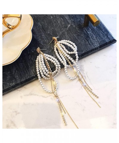 Boho Crystal Rhinestone CZ Linear Tassel Drop Dangling Earrings For Women,Long Cubic Zirconia Bohemian Fringe Chain Crystal C...