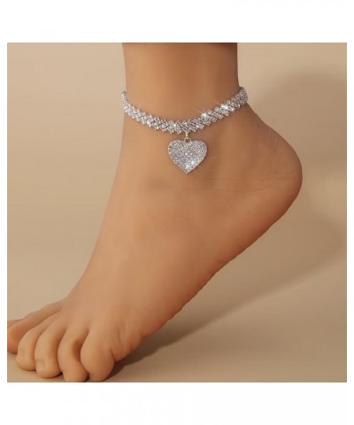 Heart Rhinestone Ankle Bracelets Adjustable Shiny Love Heart Five-Pointed Star Anklet Foot Chain Fashion Beach Summer Jewelry...