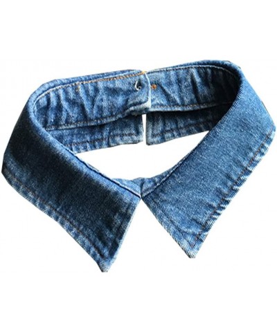 Women's Denim False Faux Collar Fake Collar Choker Necklace Detachable Collar Light Blue $8.84 Necklaces