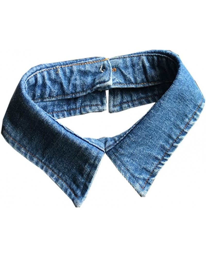 Women's Denim False Faux Collar Fake Collar Choker Necklace Detachable Collar Light Blue $8.84 Necklaces