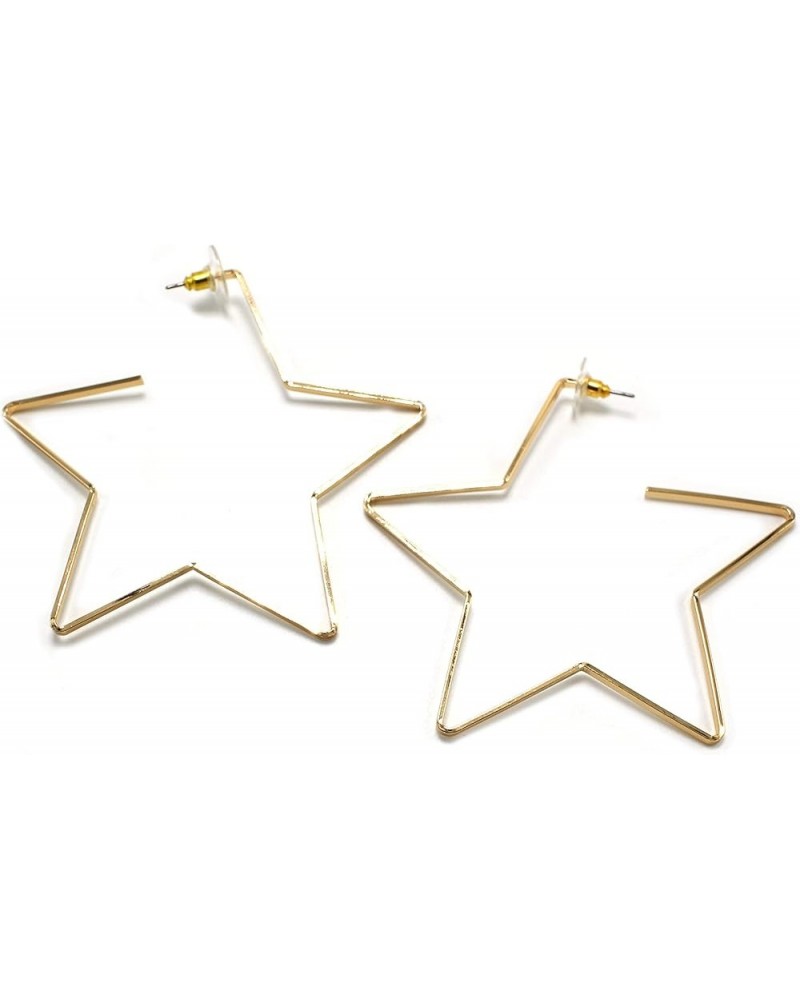 Large Open Star Hoop Fashion Casual Lightweight Earrings for Girl and Women Gold $5.30 Earrings