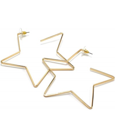 Large Open Star Hoop Fashion Casual Lightweight Earrings for Girl and Women Gold $5.30 Earrings