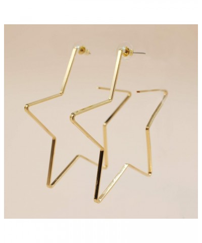 Large Open Star Hoop Fashion Casual Lightweight Earrings for Girl and Women Gold $5.30 Earrings