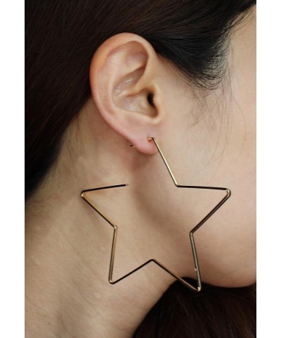 Large Open Star Hoop Fashion Casual Lightweight Earrings for Girl and Women Gold $5.30 Earrings