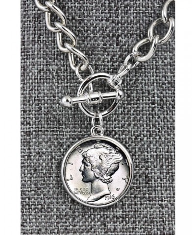 Silver Mercury Dime Silvertone Coin Toggle Bracelet $18.17 Bracelets