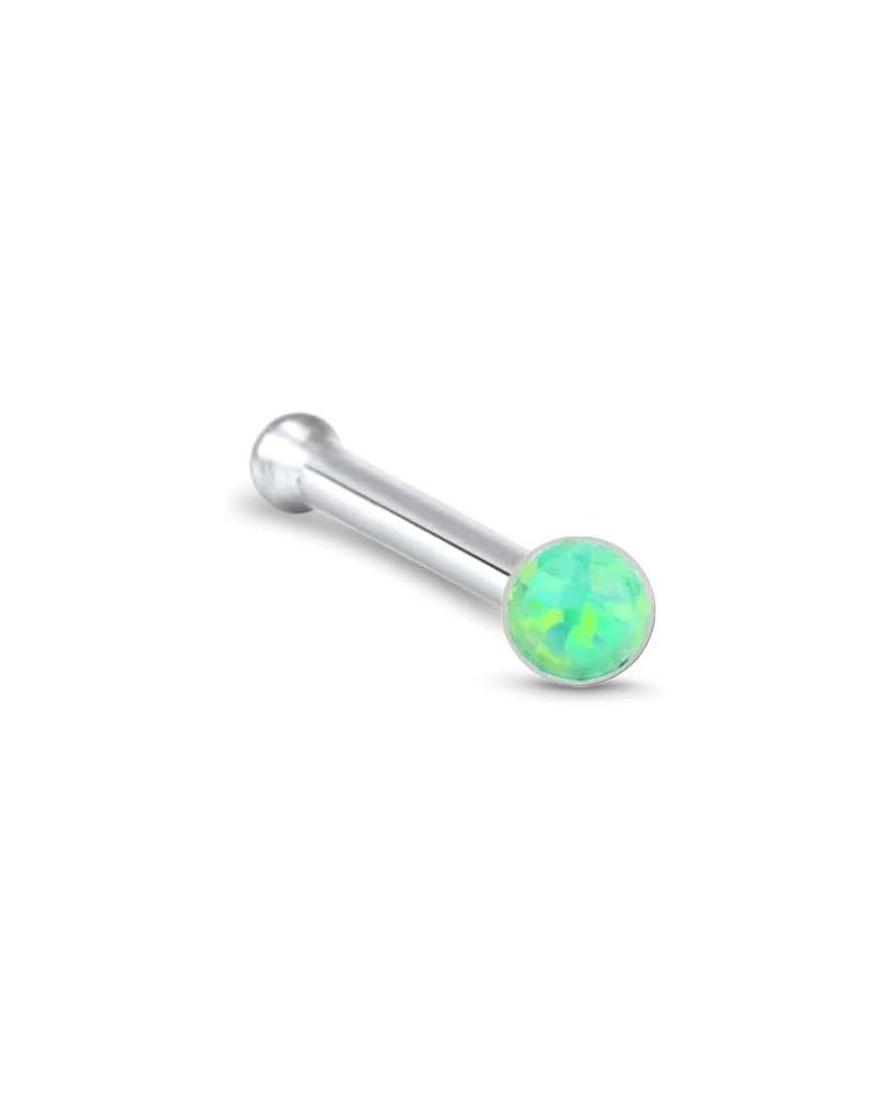 925 Sterling Silver Nose Bone Ring Choose Your Color 2mm Faux Opal 22G Green $9.68 Body Jewelry