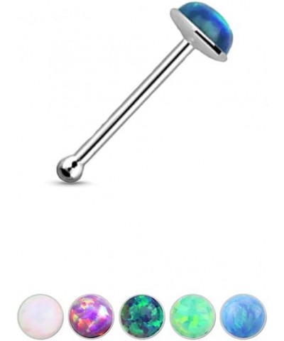 925 Sterling Silver Nose Bone Ring Choose Your Color 2mm Faux Opal 22G Green $9.68 Body Jewelry