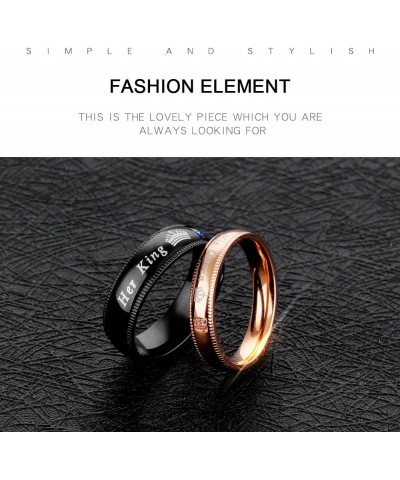 Couples Her King and His Queen Enagagement Bridal Ring Set 2PCS, Black Rose Gold Color His 11 Her 5 $9.85 Bracelets