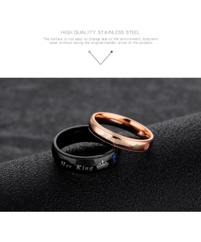 Couples Her King and His Queen Enagagement Bridal Ring Set 2PCS, Black Rose Gold Color His 11 Her 5 $9.85 Bracelets