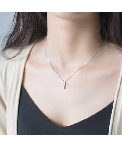 Minimalist Silver Cross Necklace For Women Simple Tiny 925 Sterling Silver Christian Cross Pendant For Teen Girls Jewelry Gif...