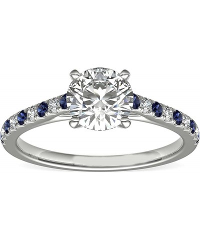 1 ct Moissanite with Blue Sapphire Accents Engagement Ring for Women, Anniversary Wedding Rings Bands 8 $32.44 Rings