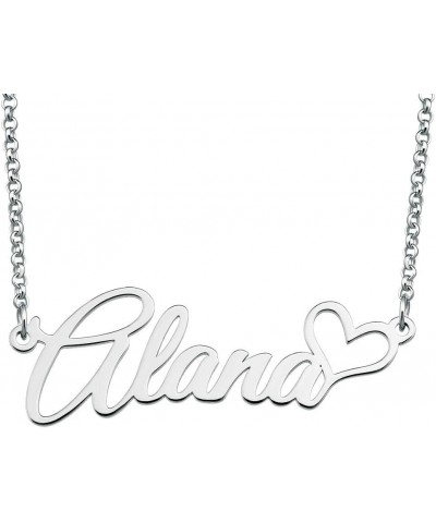 Personalized Name Custom Any Name Necklace Sterling Silver Heart Pendant Jewelry Gift for Women Girls Alana $20.27 Necklaces