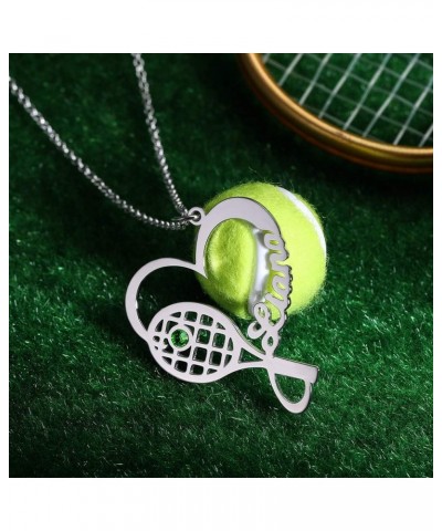 Tennis Racket Necklace Personalized Name Necklace 925 Sterling Silver Tennis Pendant Customized Sports Jewelry Gift for Tenni...