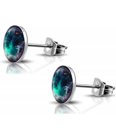 316L Surgical Stainless Steel galaxy Round Circle Button Stud Post Earrings 10MM silver $8.79 Earrings