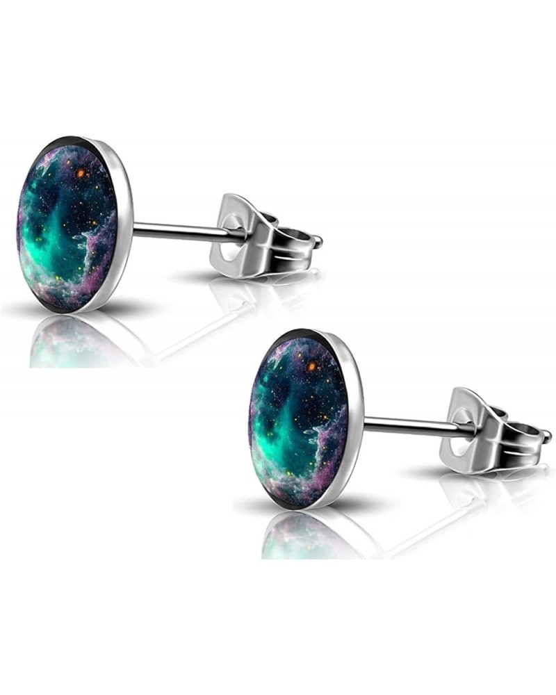 316L Surgical Stainless Steel galaxy Round Circle Button Stud Post Earrings 10MM silver $8.79 Earrings