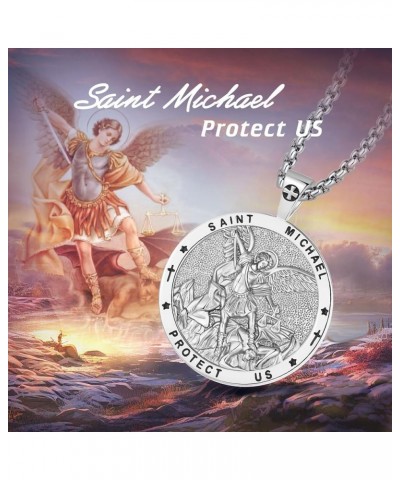 925 Sterling Silver St Michael/St Christopher/St Benedict/Virgin Mary/San Judas Tadeo/Good Shepherd Cross/Archangel Necklace ...