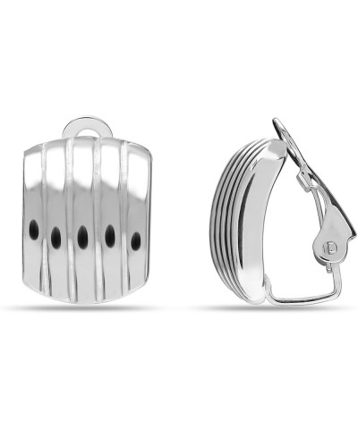 925 Sterling Silver Small Medium Clip On Earrings Non-Pierced Clip-On Stud Earring for Teen Women Square Texture $13.66 Earrings