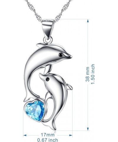 Dolphin Necklace 925 Sterling Silver Mothers Day Gifts For Women Necklace Chains Heart Blue Dolphin Necklace $23.77 Necklaces