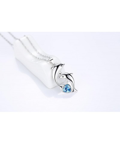 Dolphin Necklace 925 Sterling Silver Mothers Day Gifts For Women Necklace Chains Heart Blue Dolphin Necklace $23.77 Necklaces