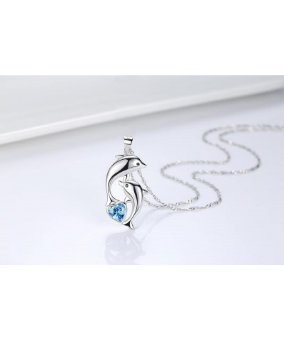 Dolphin Necklace 925 Sterling Silver Mothers Day Gifts For Women Necklace Chains Heart Blue Dolphin Necklace $23.77 Necklaces