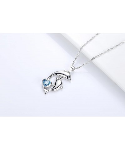 Dolphin Necklace 925 Sterling Silver Mothers Day Gifts For Women Necklace Chains Heart Blue Dolphin Necklace $23.77 Necklaces