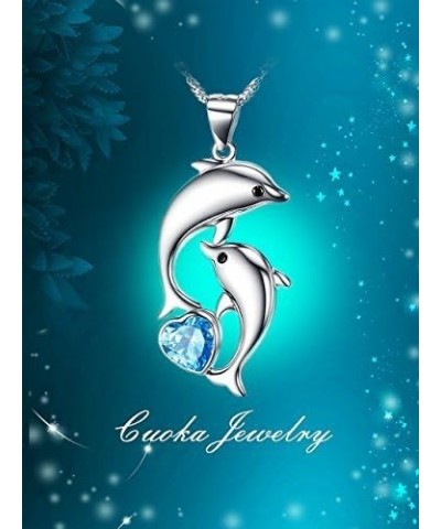 Dolphin Necklace 925 Sterling Silver Mothers Day Gifts For Women Necklace Chains Heart Blue Dolphin Necklace $23.77 Necklaces