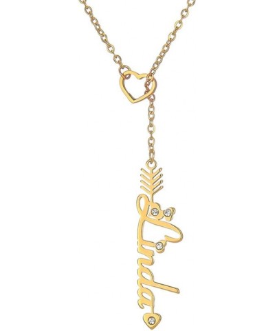 Heart Shaped Arrow Y Necklace with Name 18 + 2 in Made of PVD Gold Plated Stainless Steel Linda Stainless Steel $8.26 Necklaces