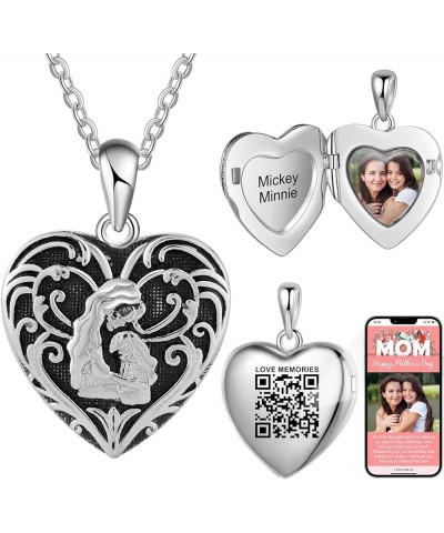 Custom Locket Necklace Store Urn Heart Necklace for Ashes with QR Code for Online Customize More Themes Photo Books - Memoria...