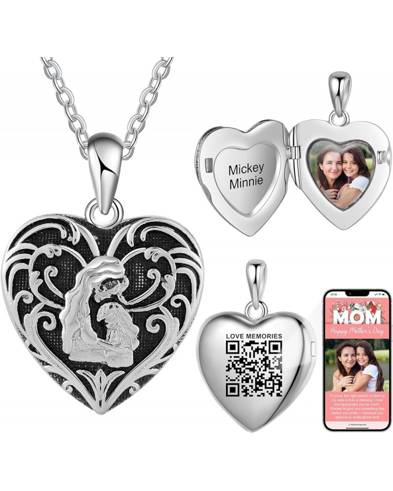 Custom Locket Necklace Store Urn Heart Necklace for Ashes with QR Code for Online Customize More Themes Photo Books - Memoria...