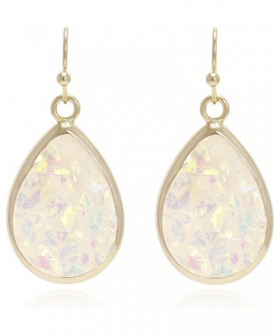 Tears of Mermaids" Iridescent & Colorful Abalone Opal Effect Dangling Tear Drop Earrings with Gold Plating for Women JELLY FI...