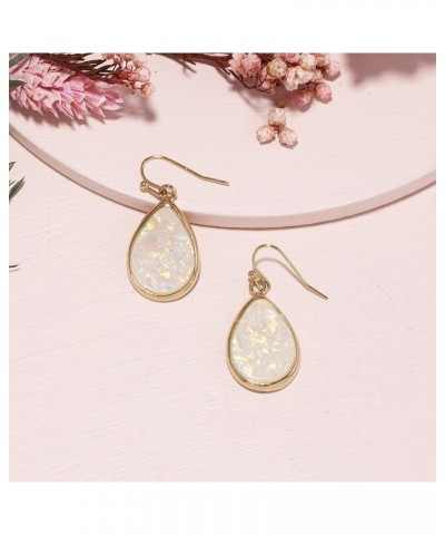 Tears of Mermaids" Iridescent & Colorful Abalone Opal Effect Dangling Tear Drop Earrings with Gold Plating for Women JELLY FI...