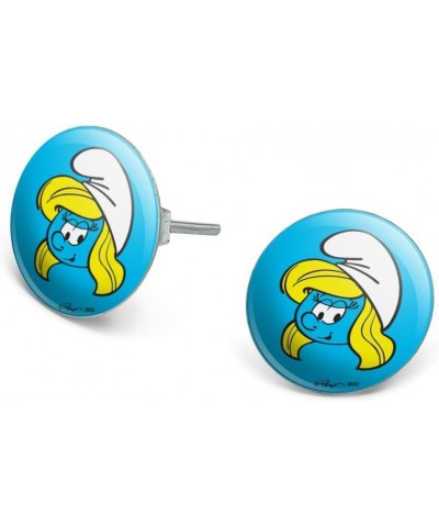 Smurfette Face Novelty Silver Plated Stud Earrings $9.53 Earrings