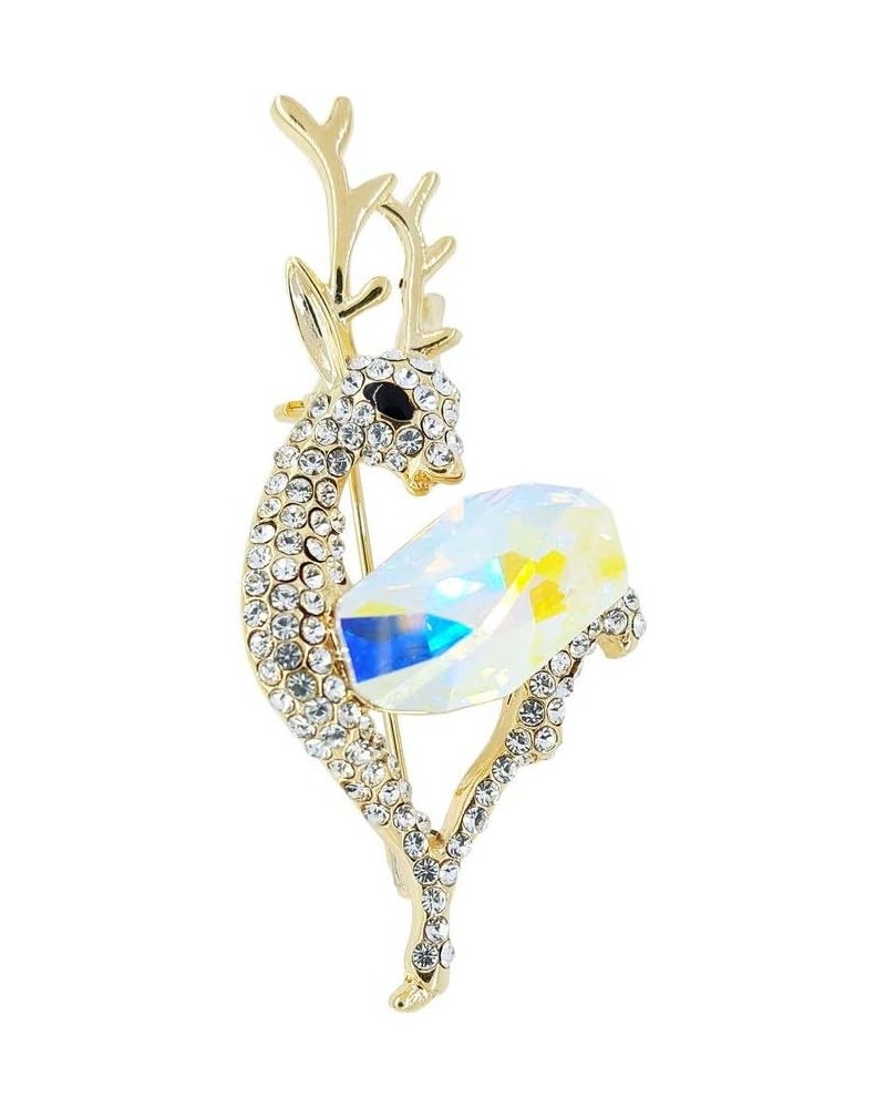 Brooches for Men Women Children Deer Brooch Pin Animal Shining Rhinestone Reindeer Badge $12.96 Brooches & Pins