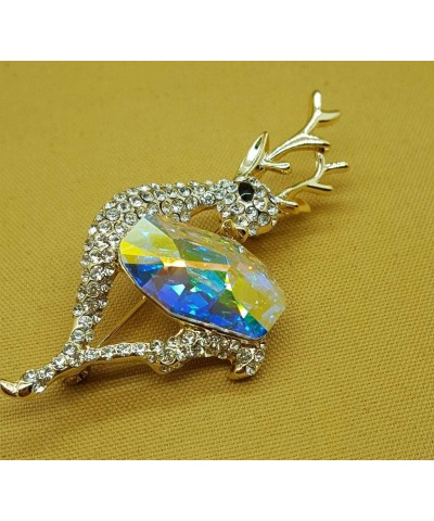 Brooches for Men Women Children Deer Brooch Pin Animal Shining Rhinestone Reindeer Badge $12.96 Brooches & Pins